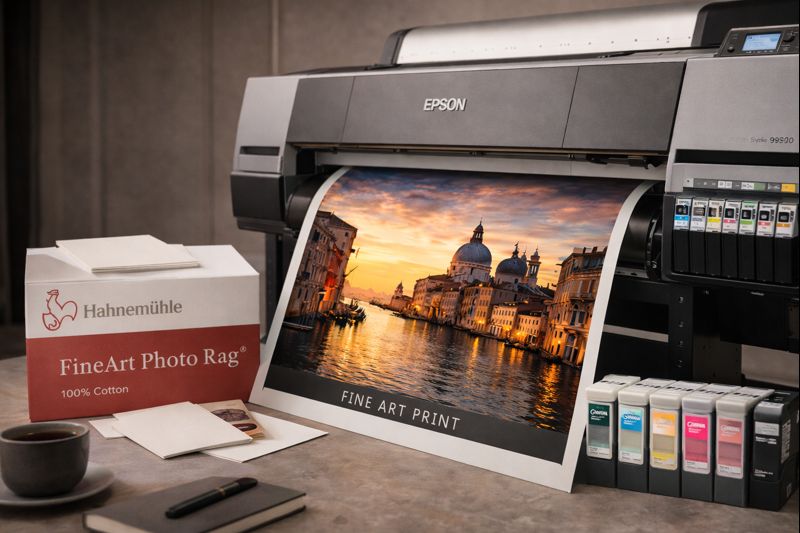 Impressora fine art Epson e papeis 100 % algodão Hahnemuhle